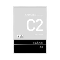 Nielsen C2 Polished White Aluminium Picture Frame A3, 29.7X42Cm - With Float Glass And Push/turn Clips
