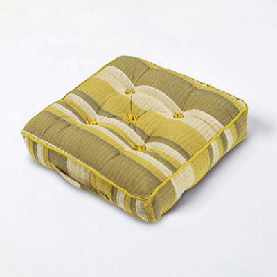 Homescapes Morocco Striped Cotton Floor Cushion Yellow - image 1