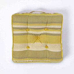 Homescapes Morocco Striped Cotton Floor Cushion Yellow - thumbnail 3