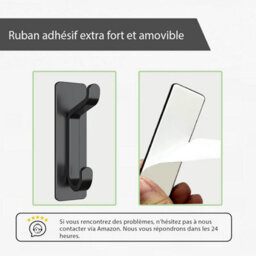 Black, 4-Piece Adhesive Wall Hooks, Bathroom Towel Rack, Kitchen Dishcloth Hook, Adhesive Coat Rack, No-Drill Wall Mount - thumbnail 4