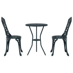 Berkfield Garden Bistro Set 3 Pcs Green Aluminium - thumbnail 6
