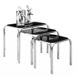 Orsina Set Of Three Black Glass Nesting Tables, Modern Nesting Tables, Nesting Side Tables For Living Room - thumbnail 3
