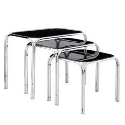 Orsina Set Of Three Black Glass Nesting Tables, Modern Nesting Tables, Nesting Side Tables For Living Room - thumbnail 2