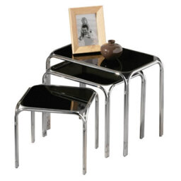 Orsina Set Of Three Black Glass Nesting Tables, Modern Nesting Tables, Nesting Side Tables For Living Room - thumbnail 6