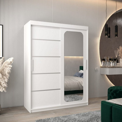 Arte Contemporary White Uppsala V2 Sliding Door Wardrobe 150Cm - Sleek Mirrored Design - image 1