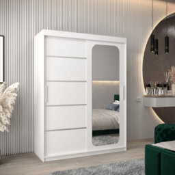 Arte Contemporary White Uppsala V2 Sliding Door Wardrobe 150Cm - Sleek Mirrored Design - thumbnail 1