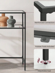 Vasagle Console Table, Side Table, Tempered Glass Tabletop, Modern Sofa Table, Easy Assembly, With 2 Shelves, Black - thumbnail 8