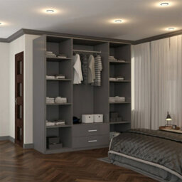 Sliding Wardrobes 4 u LTD Modern High Gloss Hinged Wardrobe With Mirror - 2, 3 Or 4 Doors And Built-In Drawers (Grey,160Cm) - thumbnail 4