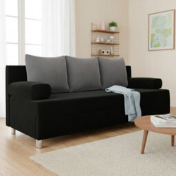 Dover 3 Seater Sofa Bed With Dl Mechanism Bedding Storage 192 Cm Wide Modern Sofa For The Living Room Black And Grey - thumbnail 2