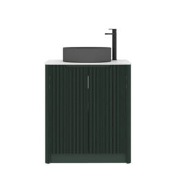 Royal Bathrooms Avenza 600mm Deep Moss Green Floor Standing Bathroom Vanity Unit 2 Door With Art Round Black Basin - thumbnail 6