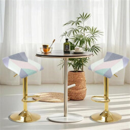Printed Bar Stool Cover Set Of 1, Universal Seat With Elastic Bottom, Industrial Style Scandinavian - thumbnail 2