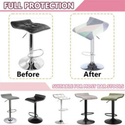 Printed Bar Stool Cover Set Of 1, Universal Seat With Elastic Bottom, Industrial Style Scandinavian - thumbnail 4