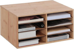 Mantraraj Large Bamboo Desktop File Sorter 8 Compartments A4 File Document Stationery Storage Organiser Office Home - thumbnail 4
