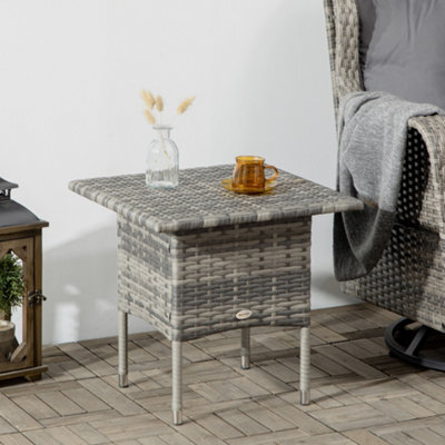 Outsunny Pe Rattan Outdoor Coffee Table, Modern Rattan Side Table, Mixed Grey - image 1