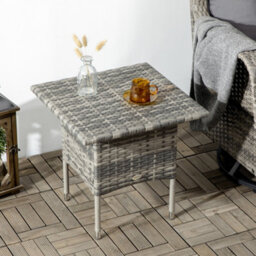 Outsunny Pe Rattan Outdoor Coffee Table, Modern Rattan Side Table, Mixed Grey - thumbnail 9