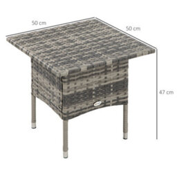 Outsunny Pe Rattan Outdoor Coffee Table, Modern Rattan Side Table, Mixed Grey - thumbnail 3