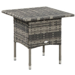 Outsunny Pe Rattan Outdoor Coffee Table, Modern Rattan Side Table, Mixed Grey - thumbnail 2