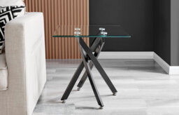 Furniturebox Leonardo Square Glass Side End Bedside Table With Black Metal Starburst Legs For Modern Industrial Living Rooms - thumbnail 2