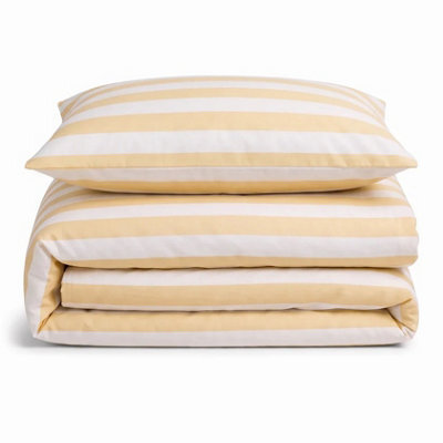 Sweet Dreams Desert Sand Lyndon Wide Stripe Duvet Cover And Pillowcase Set Super King - image 1