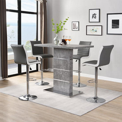 Furniture In Fashion Parini Concrete Effect Bar Table With 4 Ritz Grey White Stools - image 1