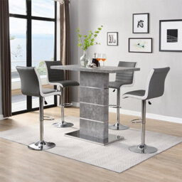 Furniture in Fashion Parini Concrete Effect Bar Table With 4 Ritz Grey White Stools