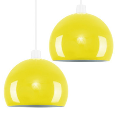 Valuelights Pair Of Mini Retro Gloss Yellow Arco Style Dome Ceiling Light Shades (D)20Cm - image 1