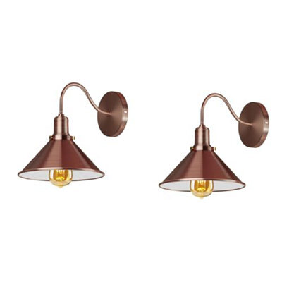 Ledsone Rose Gold Retro Wall Sconce 2 Pack Metal Swan Neck Cone Shade Light Fitting For Bedroom & Dining Room Indoor - image 1