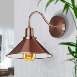 Ledsone Rose Gold Retro Wall Sconce 2 Pack Metal Swan Neck Cone Shade Light Fitting For Bedroom & Dining Room Indoor - thumbnail 2