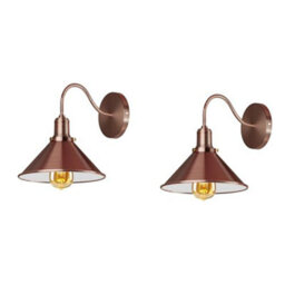 Ledsone Rose Gold Retro Wall Sconce 2 Pack Metal Swan Neck Cone Shade Light Fitting For Bedroom & Dining Room Indoor - thumbnail 1