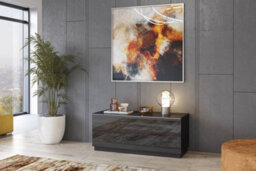 Arte Sophisticated Black Helio 41 Tv Cabinet, Glamorous Storage With Pull-Down Door, Perfect For Livingrooms, H500mm W1200mm D480mm - thumbnail 2