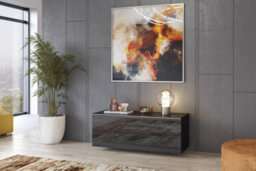 Arte Sophisticated Black Helio 41 Tv Cabinet, Glamorous Storage With Pull-Down Door, Perfect For Livingrooms, H500mm W1200mm D480mm - thumbnail 3
