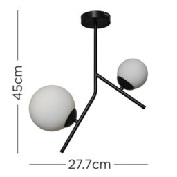 Valuelights Beauworth Modern 2 Way Hanging Bar Matt Black And Glass Globe Shade Ceiling Light Fitting - thumbnail 5
