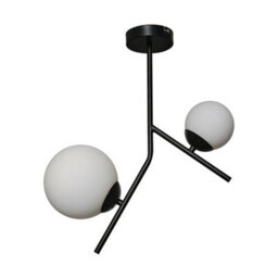 Valuelights Beauworth Modern 2 Way Hanging Bar Matt Black And Glass Globe Shade Ceiling Light Fitting - thumbnail 1