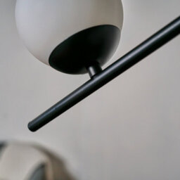 Valuelights Beauworth Modern 2 Way Hanging Bar Matt Black And Glass Globe Shade Ceiling Light Fitting - thumbnail 3