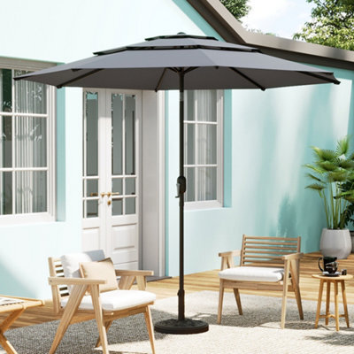 Thehotsale 3-Tier Umbrella With Patio Umbrella Cement Round Base No Wheels - image 1