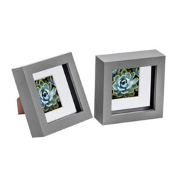 "Nicola Spring 4 X 4"" Photo Frames - Grey/white Mount - 3D Picture Frame Box Portrait Display Case (12.5 X 12.5Cm) Set Of 2" - thumbnail 1