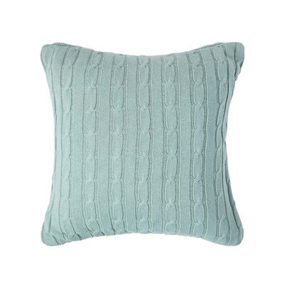 Homescapes Cotton Cable Knit Duck Egg Blue Cushion Cover, 45 X 45 Cm - image 1