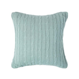 Homescapes Cotton Cable Knit Duck Egg Blue Cushion Cover, 45 X 45 Cm