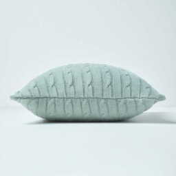 Homescapes Cotton Cable Knit Duck Egg Blue Cushion Cover, 45 X 45 Cm - thumbnail 2