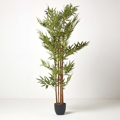 Homescapes Artificial Green Handcrafted Bamboo Tree Plant With Pot, 155 Cm (5 Ft) - image 1