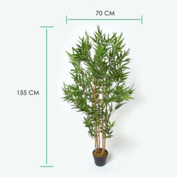 Homescapes Artificial Green Handcrafted Bamboo Tree Plant With Pot, 155 Cm (5 Ft) - thumbnail 4