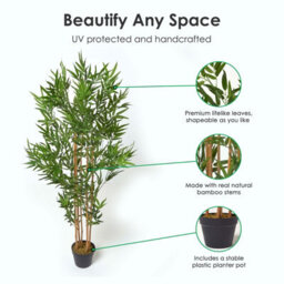 Homescapes Artificial Green Handcrafted Bamboo Tree Plant With Pot, 155 Cm (5 Ft) - thumbnail 2
