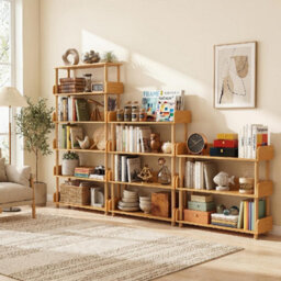 Costway 3-Tier Wooden Bookshelf Modern Bookcase With Sturdy Pine Wood Posts - thumbnail 5