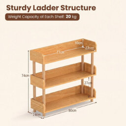 Costway 3-Tier Wooden Bookshelf Modern Bookcase With Sturdy Pine Wood Posts - thumbnail 2