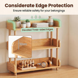 Costway 3-Tier Wooden Bookshelf Modern Bookcase With Sturdy Pine Wood Posts - thumbnail 9