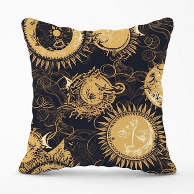 Warren Reed Designer Moon And Sun Gold Blue Cushions 45Cm X 45Cm - image 1