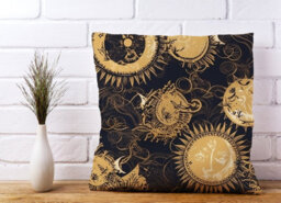 Warren Reed Designer Moon And Sun Gold Blue Cushions 45Cm X 45Cm - thumbnail 2