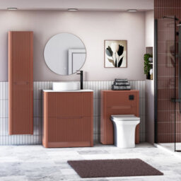 Royal Bathrooms Avenza 600mm Terracotta Clay Floor Standing Countertop Bathroom Vanity Unit 2 Drawer With Art Round Basin - thumbnail 4