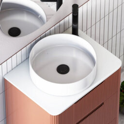 Royal Bathrooms Avenza 600mm Terracotta Clay Floor Standing Countertop Bathroom Vanity Unit 2 Drawer With Art Round Basin - thumbnail 8