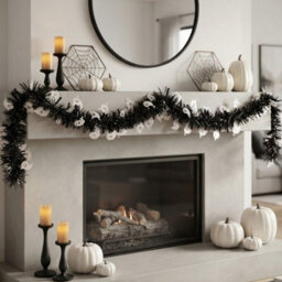 Garden Greatness 1.8M Spooky Ghost Black Tinsel Garland - thumbnail 2